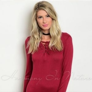 Wine Jersey Knit Dress